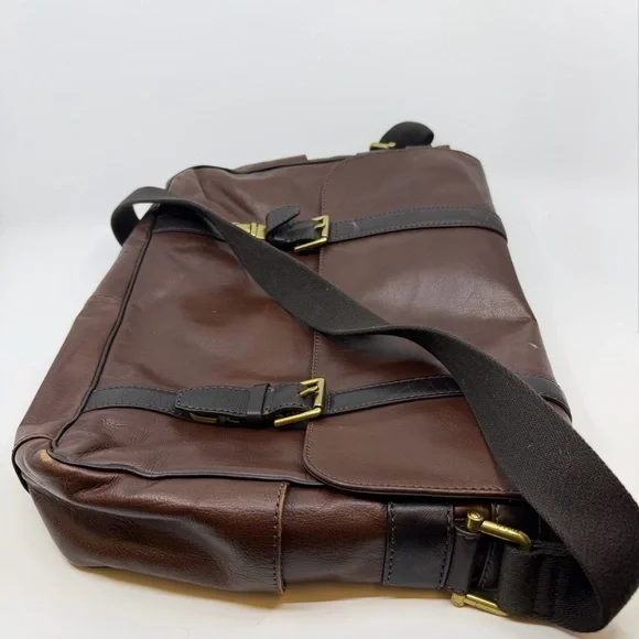 Fossil MBG9153 Estate Leather Messenger Bag Brown Laptop Crossbody - Picture 8 of 16
